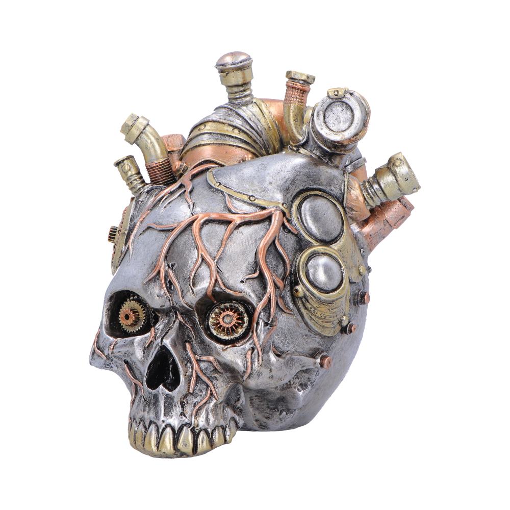 Cardiac Cranium Steampunk Silver Skull 17.5cm