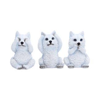 Three Wise Wolf Pups 9cm