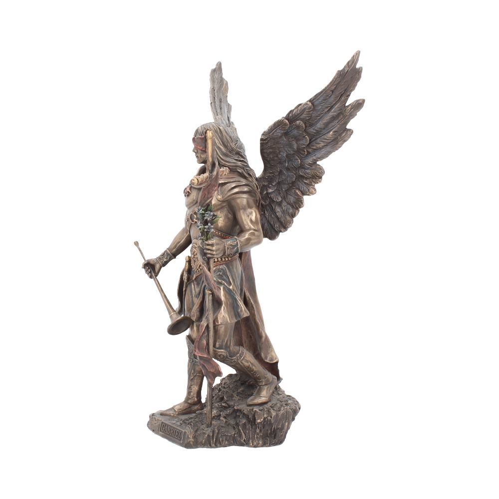 Bronzed Archangel Gabriel With Staff Religious Figurine 33.5cm