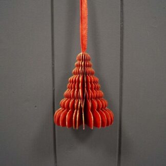Hanging Handmade Red Tree Paper Decoration - Box of 6