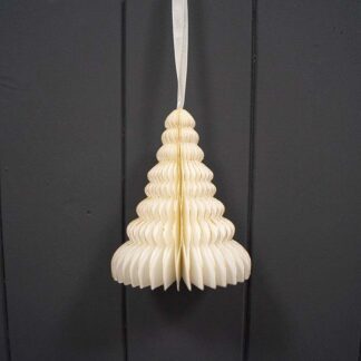 Hanging Handmade Antique White Tree Paper Decoration - Box of 6