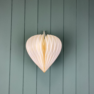 Hanging Handmade White Heart Paper - Flat Packed