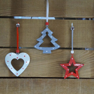 Set of Three Hanging Metal Tree Decorations