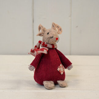 Fabric Mouse in Red Jumper and Scarf