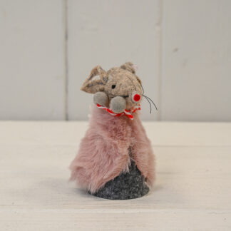 Grey Fabric Mouse in Pink Cape