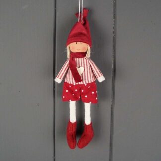 Fabric Doll in Red and White Stripes and Polka Dot Shorts