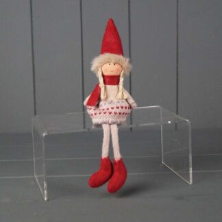Fabric Doll in Patterned Jumper and Red Hat