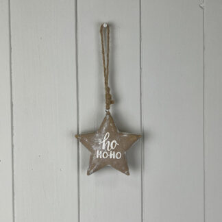 Ho Ho Ho Wooden Hanging Star