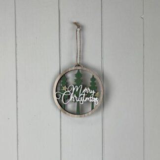 Wooden Hanging Circle with Tree