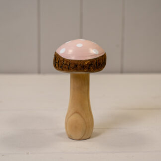 Pink Wooden Mushroom Decoration