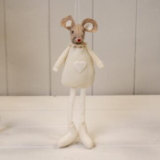 Cream Fabric Sittiing / Hanging Mouse