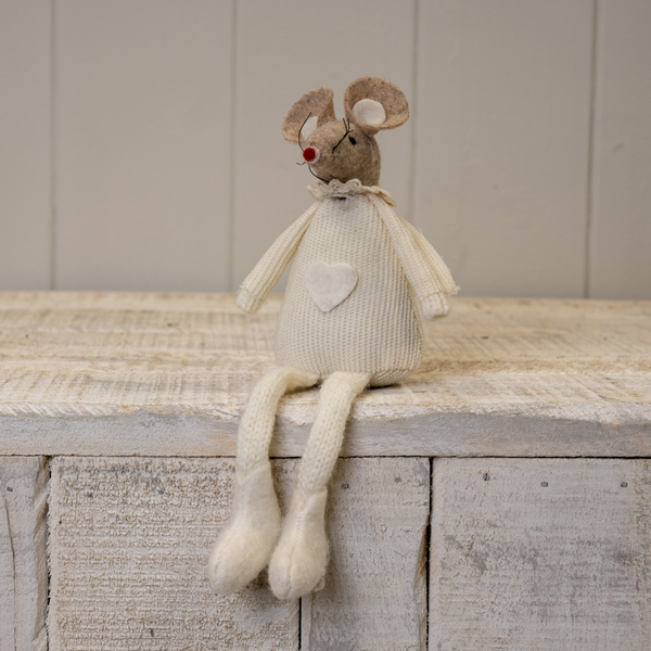 Cream Fabric Sitting Mouse