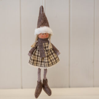 Fabric Hanging Girl in Brown Outfit