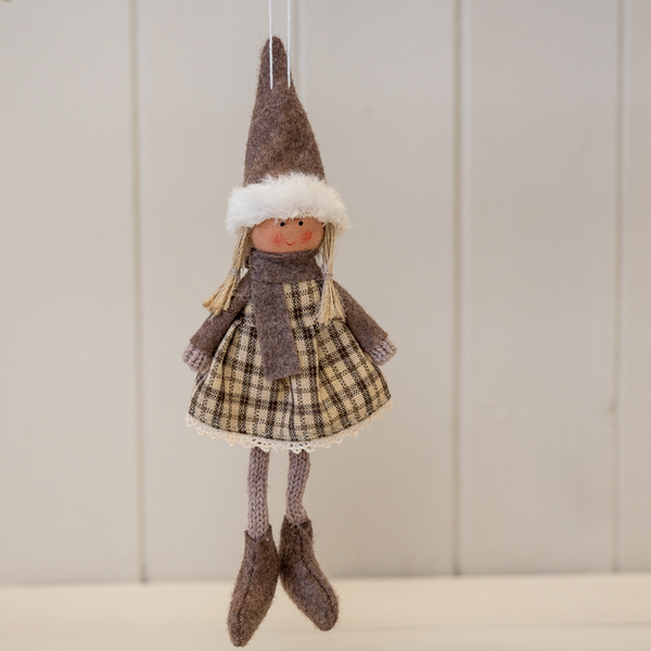 Fabric Hanging Girl in Brown Outfit