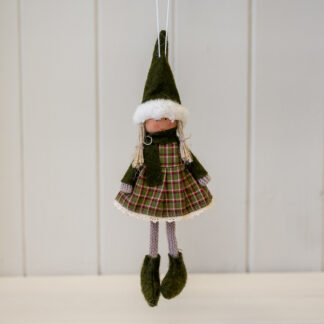 Fabric Hanging Girl in Green Outfit