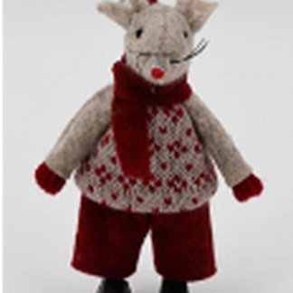 Fabric Standing Boy Mouse in Cloggs Red and Brown