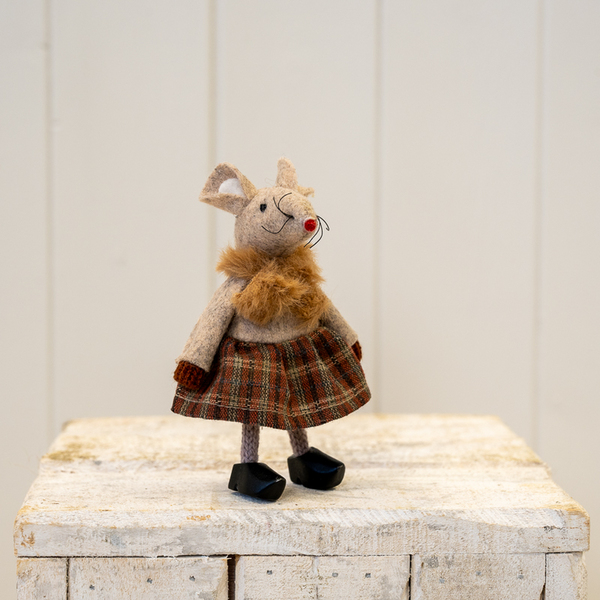 Fabric Girl Mouse In Cloggs In Winter Outfit Brown