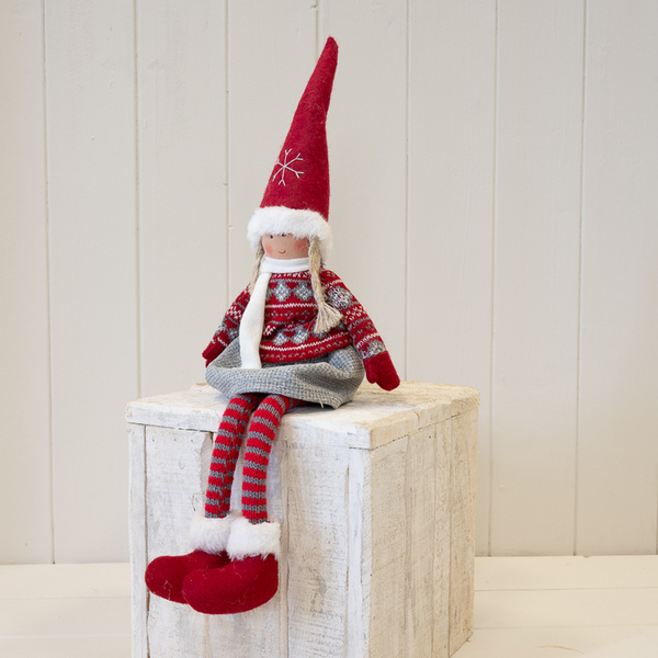 Fabric Girl in Winter Sweater red and Grey