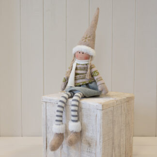 Fabric Girl in Winter Sweater Natural and Grey
