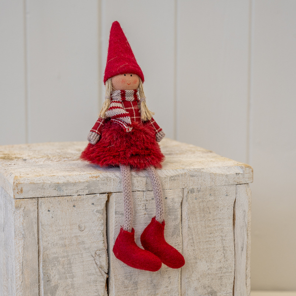 Fabric Sitting Girl in Red