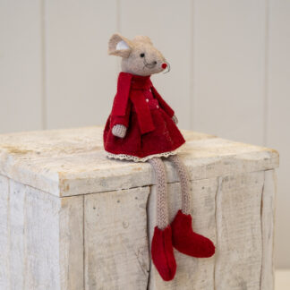 Fabric Sitting mouse in Red Outfit