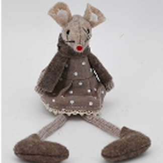 Fabric Sitting mouse in Brown Outfit