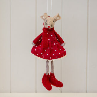 Fabric Hanging Mouse in Red Outfit