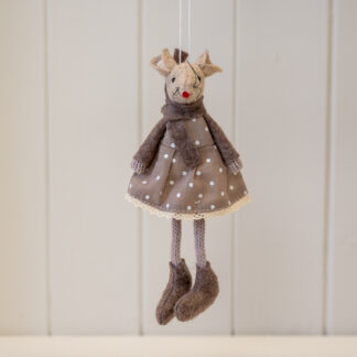 Fabric Hanging Mouse in Brown Outfit