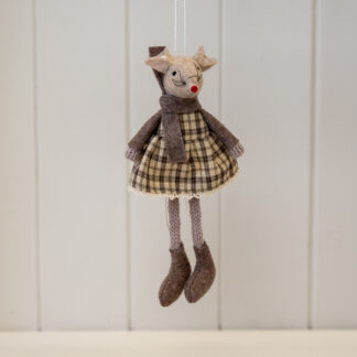 Fabric Hanging Mouse in Brown Outfit