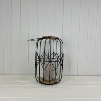 Lantern with glass in black colour