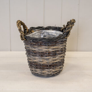Peeled and Unpealed Split Willow Round Basket With Ears