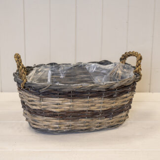 Peeled and Unpealed Split Willow Oval Basket With Ears