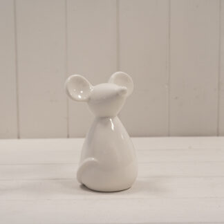 Medium White Ceramic Mouse