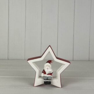 Large Ceramic Star with Sitting Santa