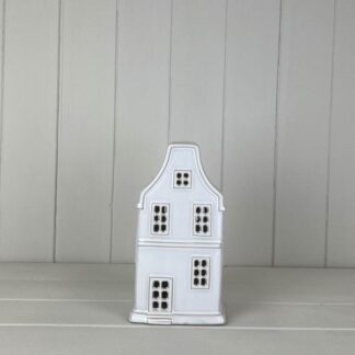 White Ceramic House Ornament with LED