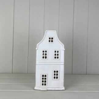 White Ceramic House Ornament with LED