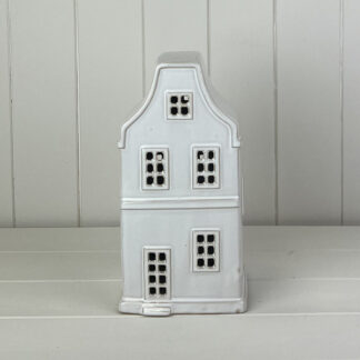 White Ceramic House Ornament with LED