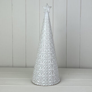 Glazed Ceramic Tree Ornament with Textured Detail