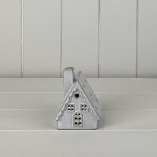 White Ceramic House Ornament with LED