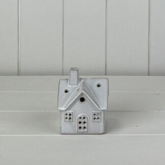 White Ceramic House Ornament with LED