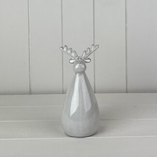 Glazed Ceramic Reindeer Ornament with Textured Detail