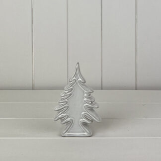 Glazed Ceramic Christmas Tree Ornament with Textured Detail