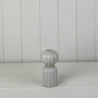 Glazed Ceramic Candle Holder with Textured Detail