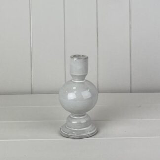 Glazed Ceramic Candle Holder with Textured Detail