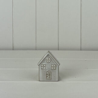 Glazed Ceramic House Tealight with Textured Detail