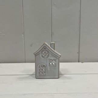 Glazed Ceramic House Tealight with Textured Detail