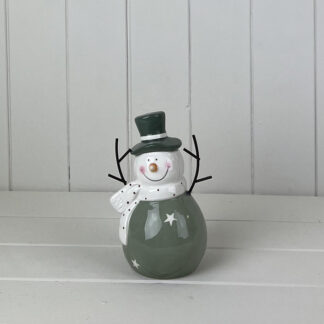 Light Green/White Ceramic Snowman Decoration