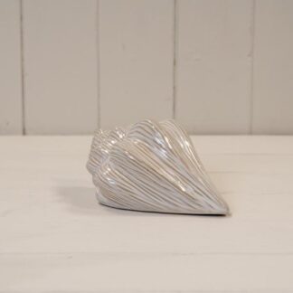 Glazed Ceramic Shell Ornament with Textured Detail