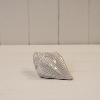 Glazed Ceramic Shell Ornament with Textured Detail