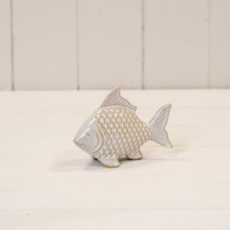 Glazed Ceramic Fish Ornament with Textured Detail
